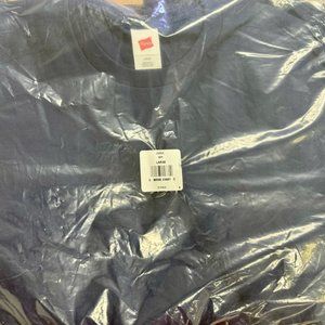 Blue Hanes Short Sleeve Shirts Pack of 12- Brand New -Size Large